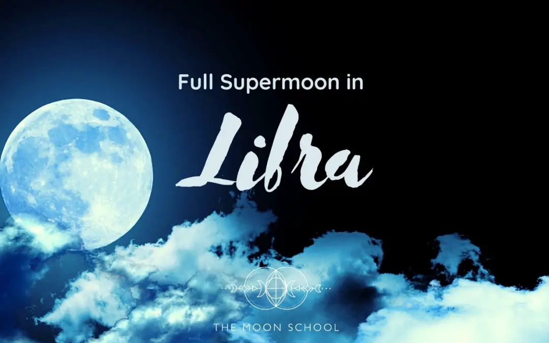 Full Moon in Libra on dark sky