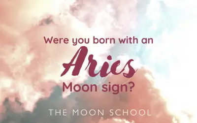 Pink cloud burst with Aries Moon Sign text