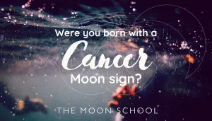 Hands underwater with text: Were you born with a Cancer Moon sign?