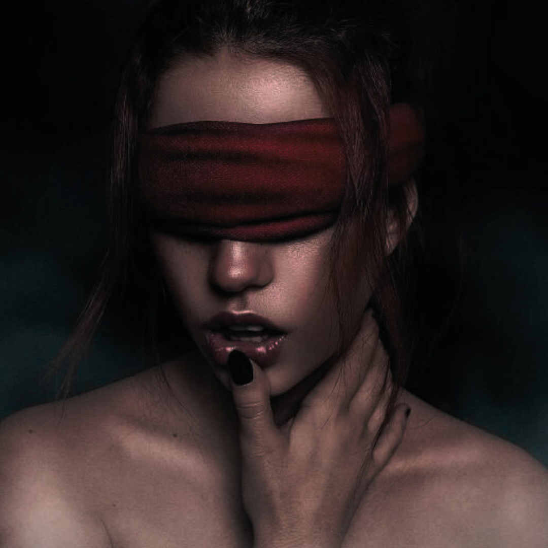 Dark feminine woman with blindfold
