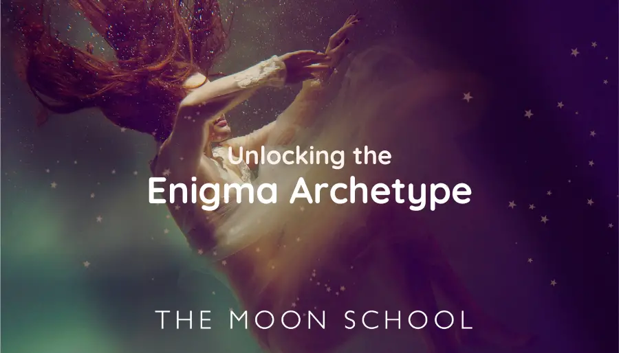 Enigma archetype woman drifting underwater