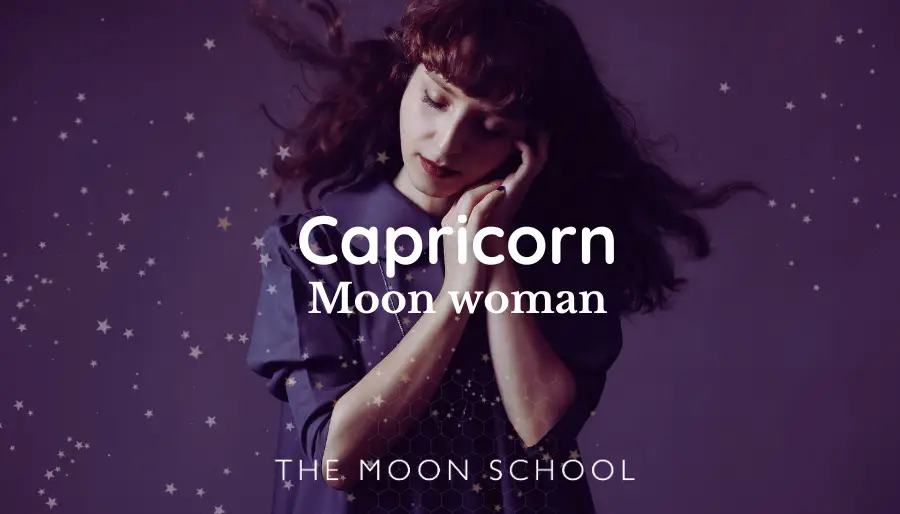 Women with Moon in Capricorn on dark background