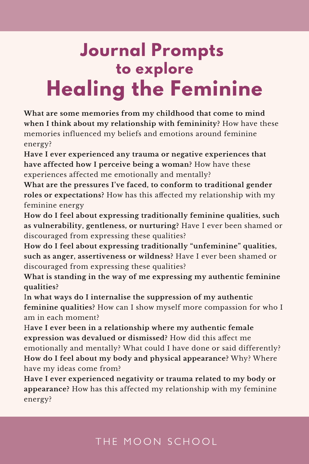 List of Journal Prompts for healing feminine energy