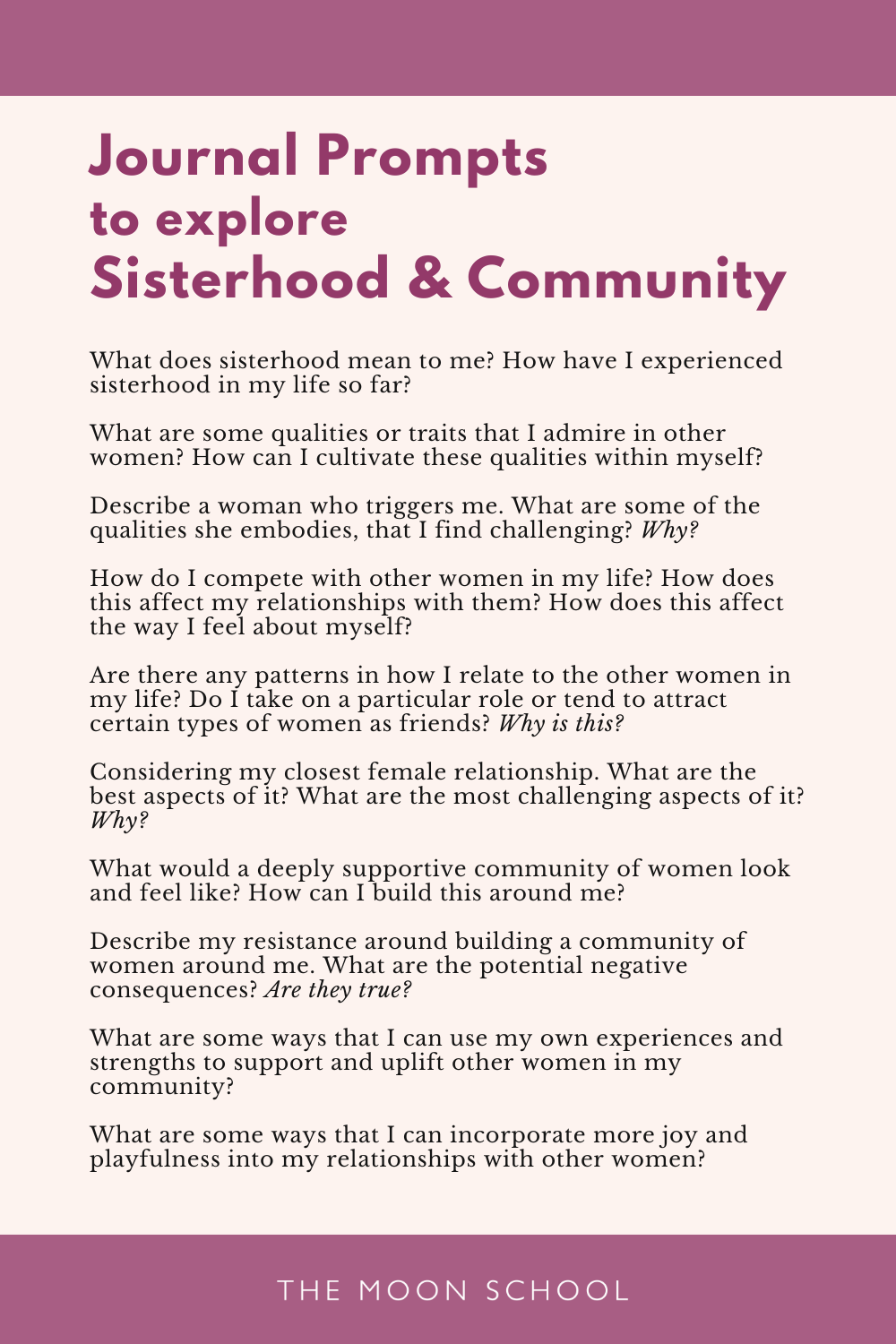 List of Journal Prompts to explore sisterhood