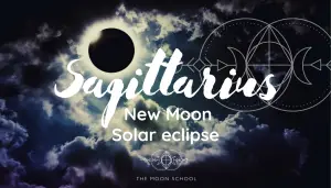 Solar Eclipse on dramatic dark sky