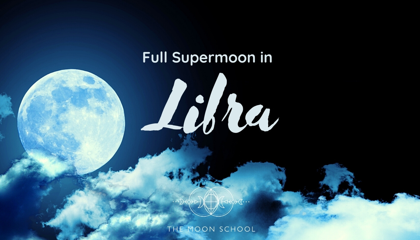 Full Moon in Libra on dark sky