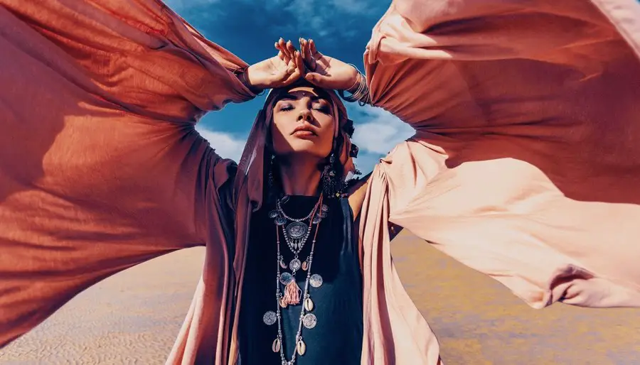 Boho woman in desert