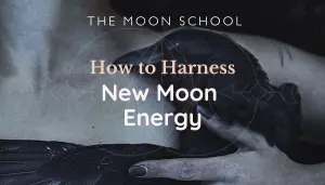 How to Harness New Moon energy text over image of woman holding crow