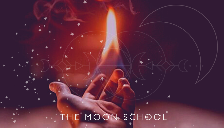 Leo Moon sign hand holding a flame