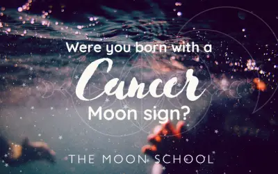 Hands underwater with text: Were you born with a Cancer Moon sign?