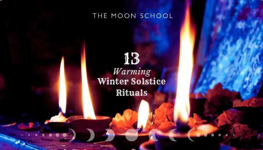 Stunning yule altar with candles lit for the winter solstice