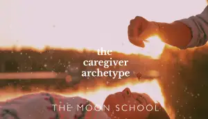 A natural healer outside with crystal and text: the caregiver archetype