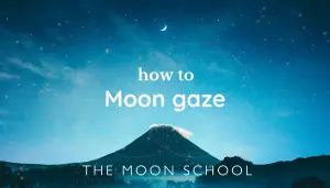 crescent Moon over mountain and text: How to Moon gaze