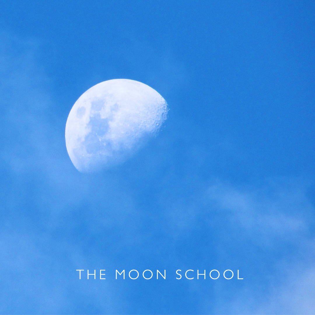 Waning gibbous Moon in blue sky