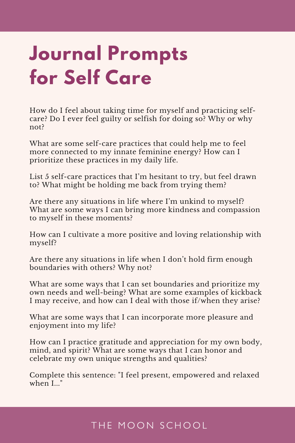 List of free Journal Prompts for Self Care