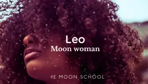 Woman of colour with Leo Moon Woman text