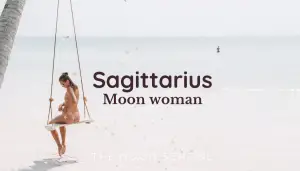 Moon in Sagittarius woman on a white sandy beach