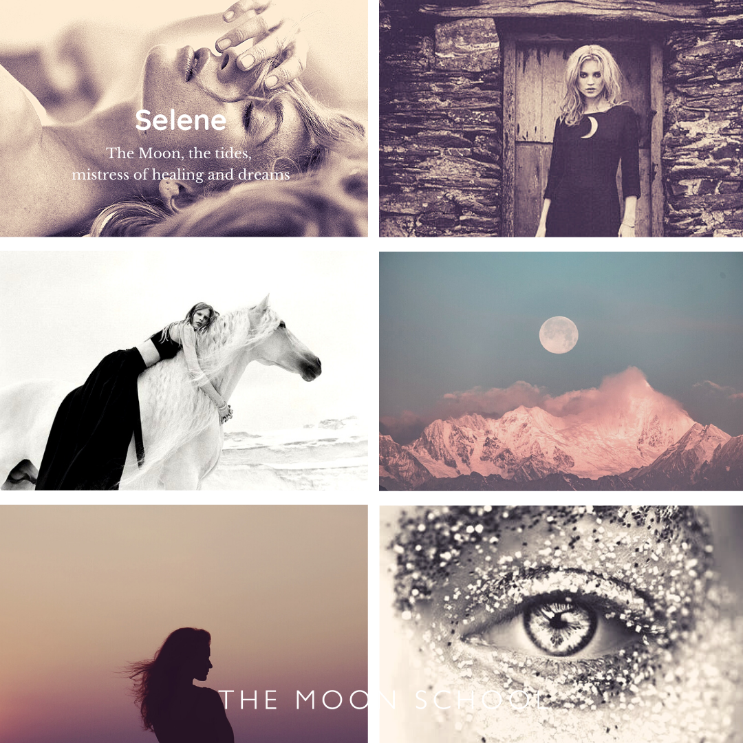 Aesthetic style montage of greek Moon goddess Selene