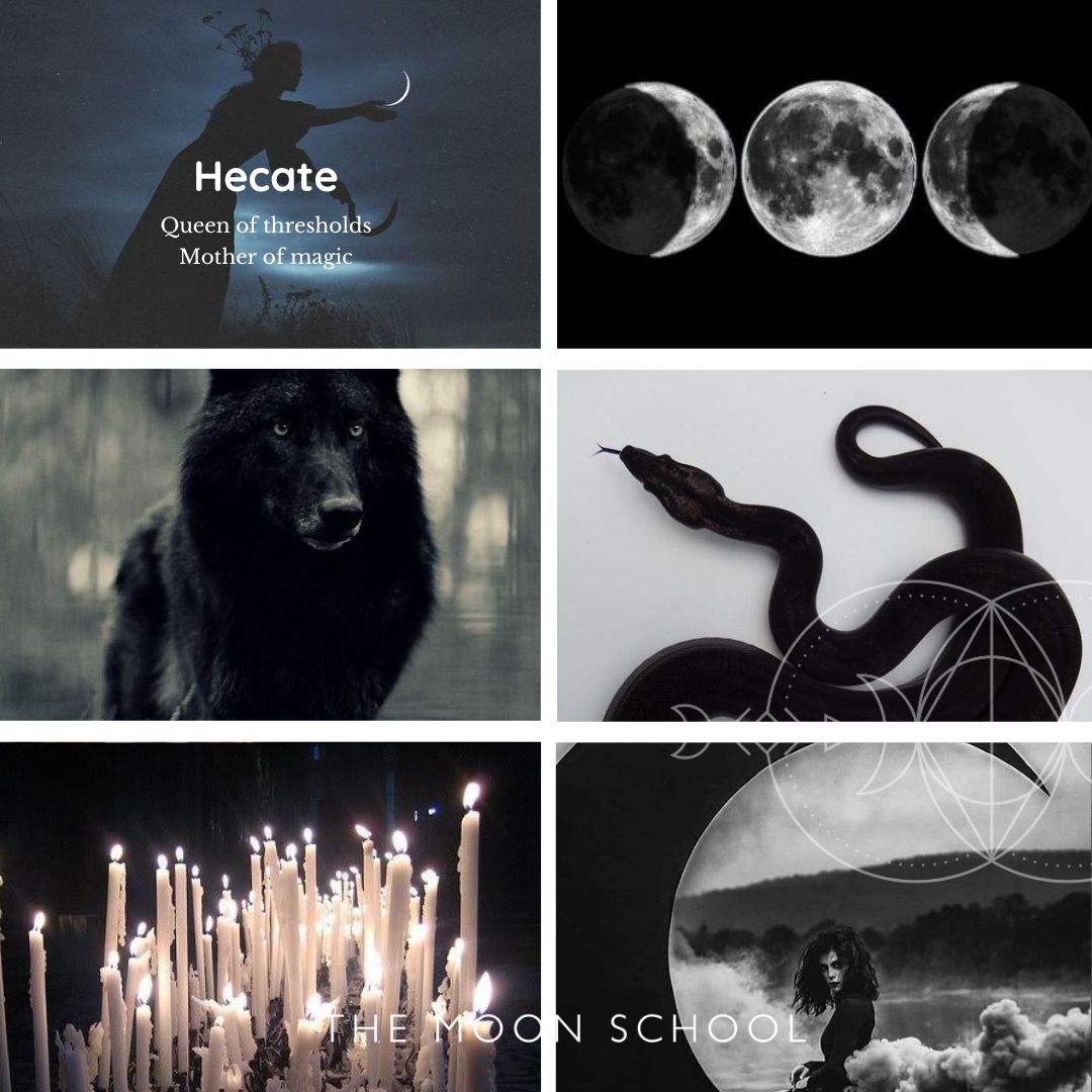 Montage of dark Goddess Hecate aesthetic images
