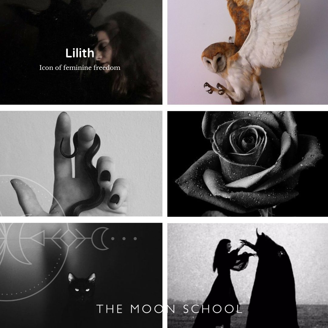 Montage of dark goddess lilith aesthetic images