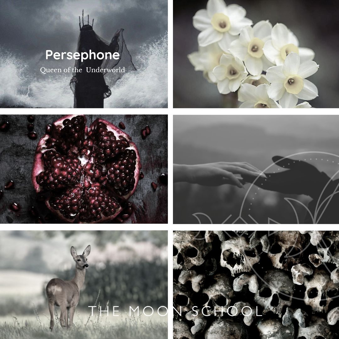 Montage of dark Goddess Persephone aesthetic Images