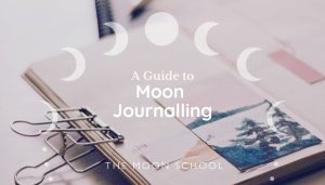 Moon journal with bulldog clip in pink tones