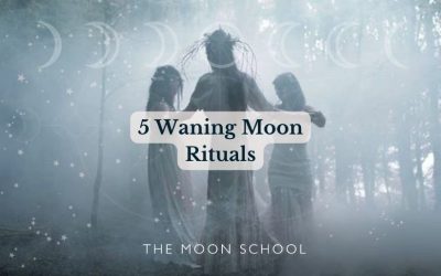 Magical Woman in a Moon circle performing a waning Moon ritual