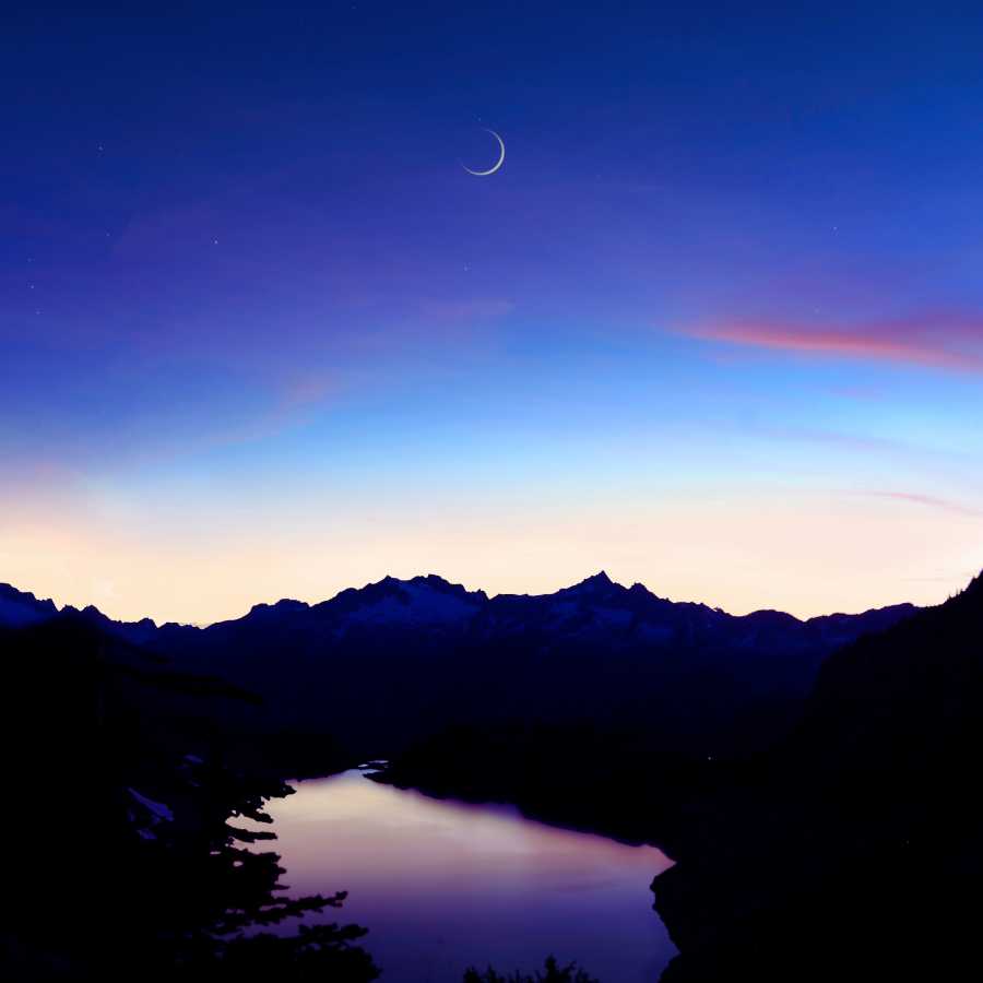 Waxing Crescent Moon in a beautiful blue sky