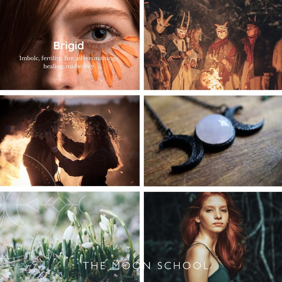 Montage of images of Celtic fire Goddess Brigid