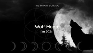 Image of howling wolf under full Moon