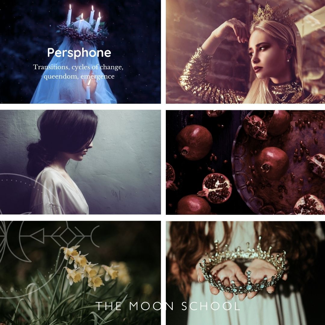 Montage of images of the Goddess Persephone Queen of the Underworld