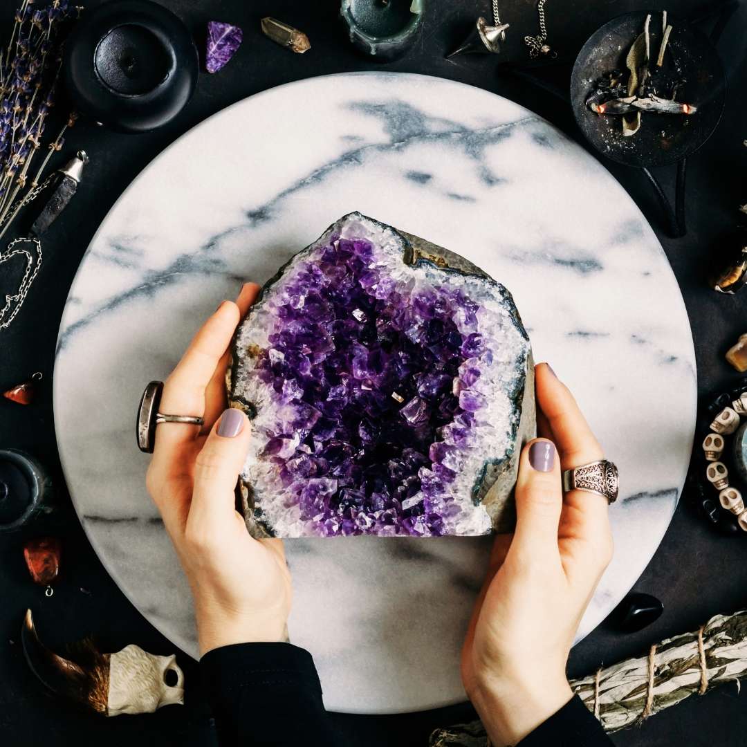 Amethyst on an altar 