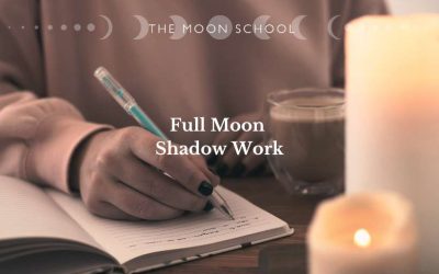 Woman journaling doing shadow work at the full Moon