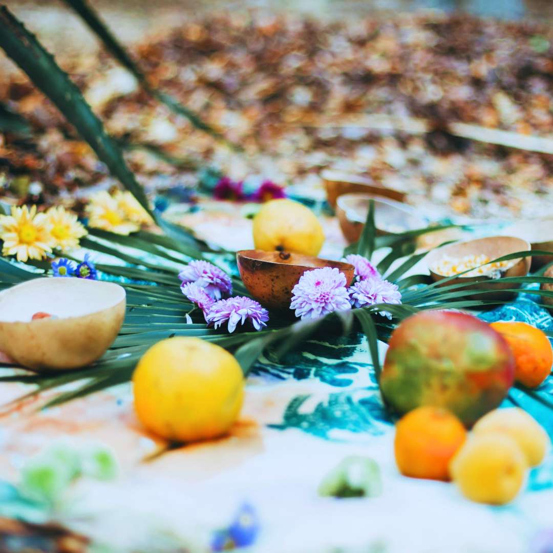 Spiritual altar with the 5 elements