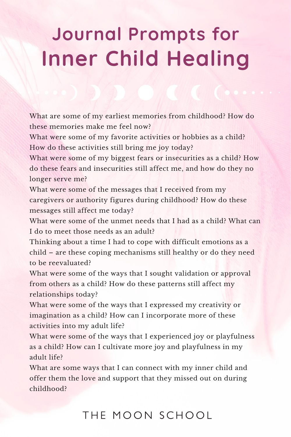 List of shadow work prompts for healing the inner child