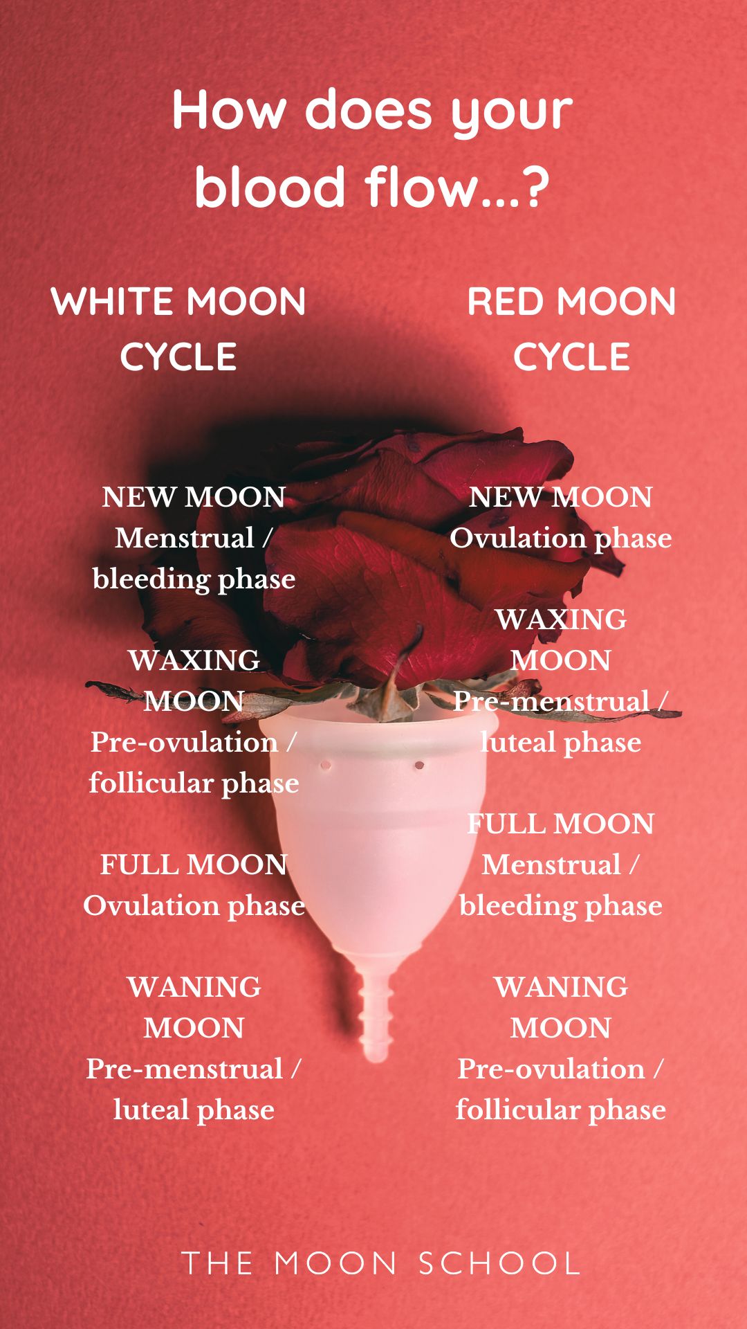 Red Moon cycle and White Moon cycle infographic