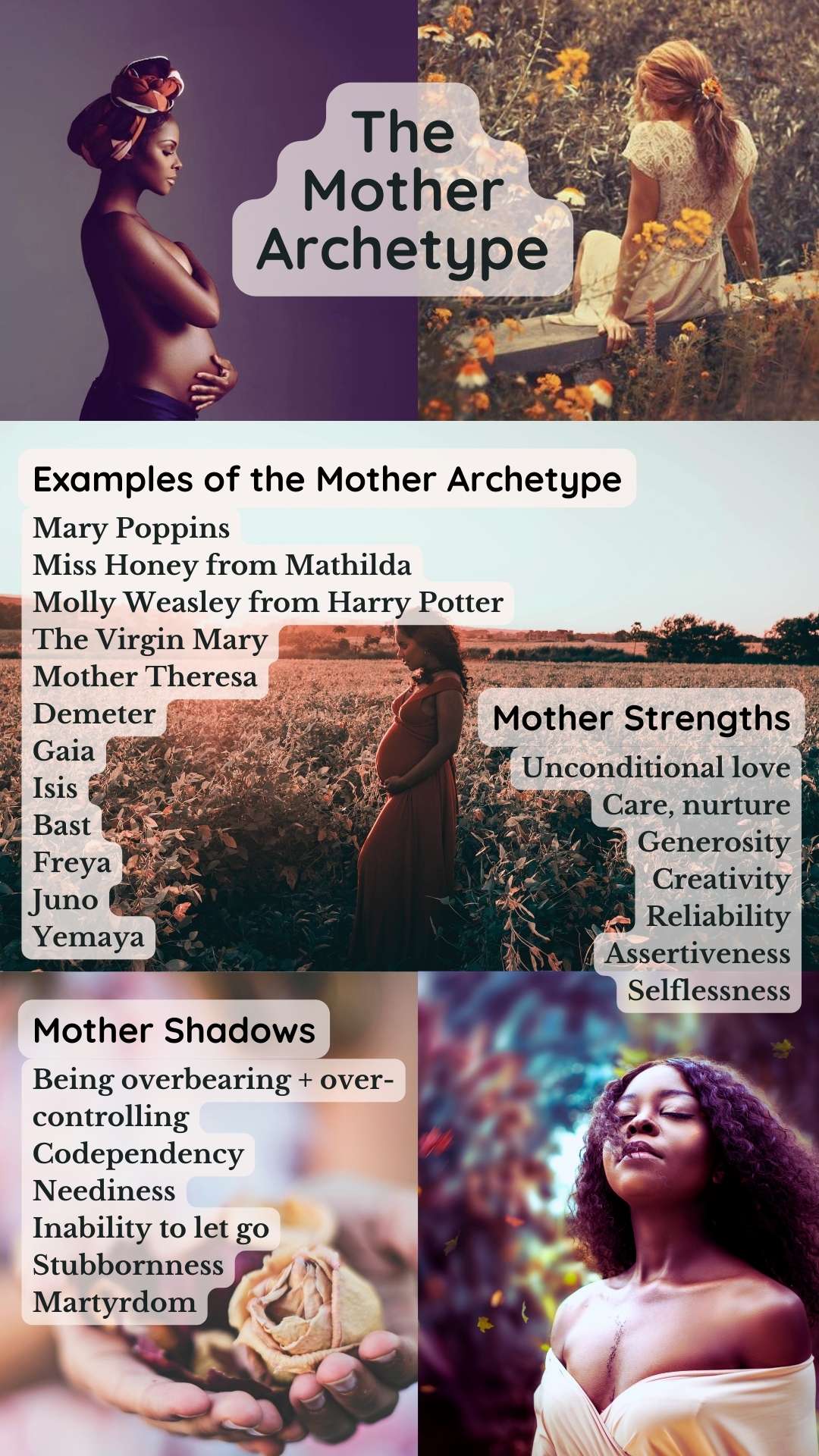 Guide to the Mother Archetype with examples, strengths and shadow side