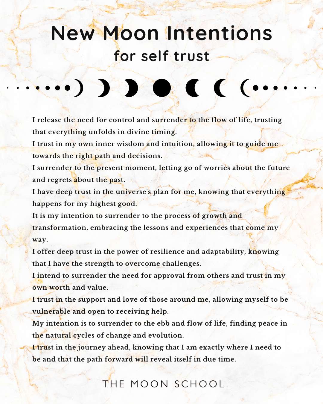 New Moon intentions for self trust