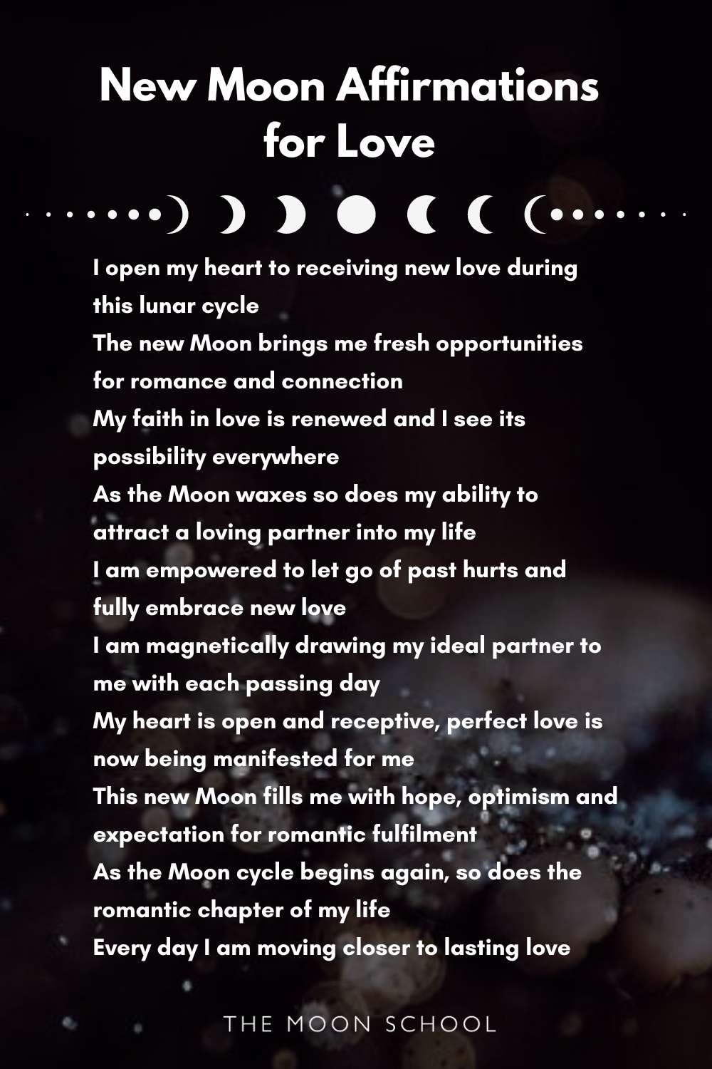 List of new Moon affirmations for love