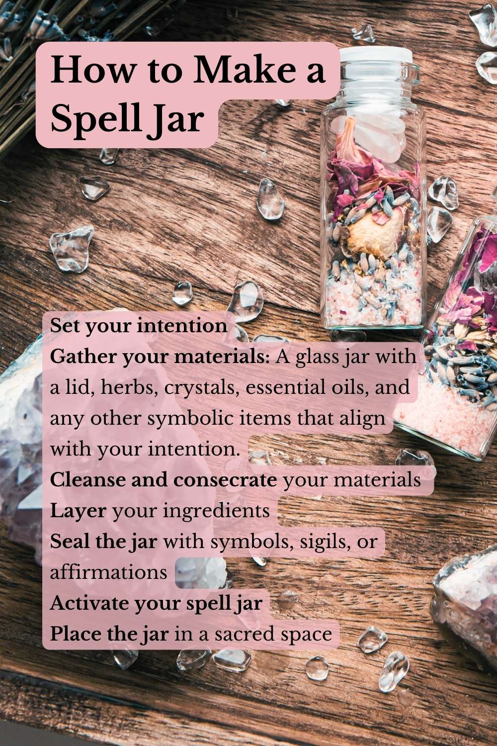 Step by step instructions for how to create a spell jar pagan craft