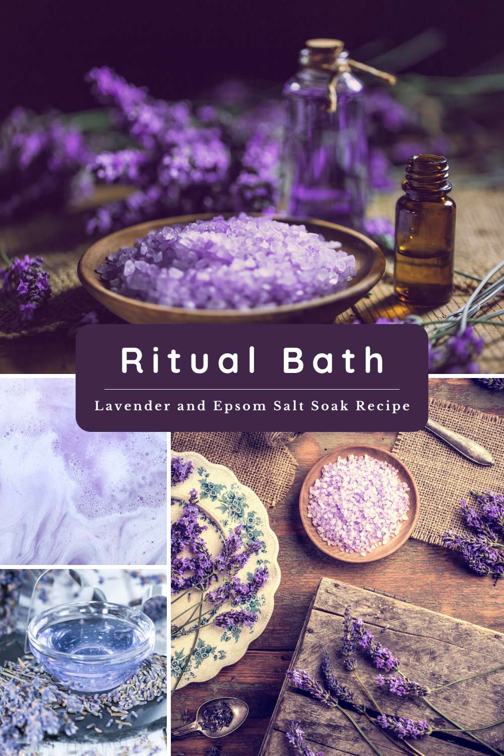 Recipe card for lavender and epsom salt ritual bath
