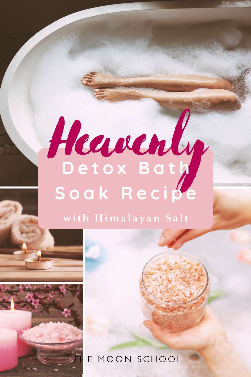 Self care detoxifying bath recipe card with himalayan salt