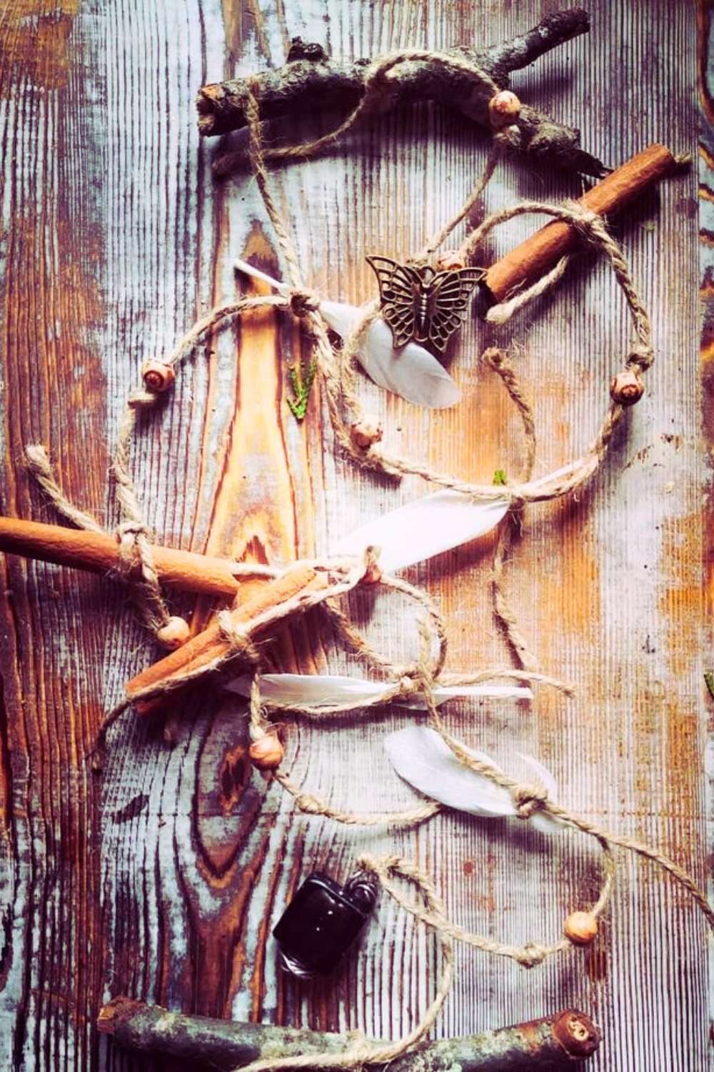 White angel Feather Witch Ladder craft idea for wiccans
