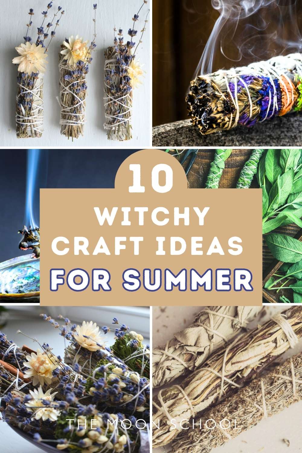 WItchy crafts for summer Collage with smudge sticks