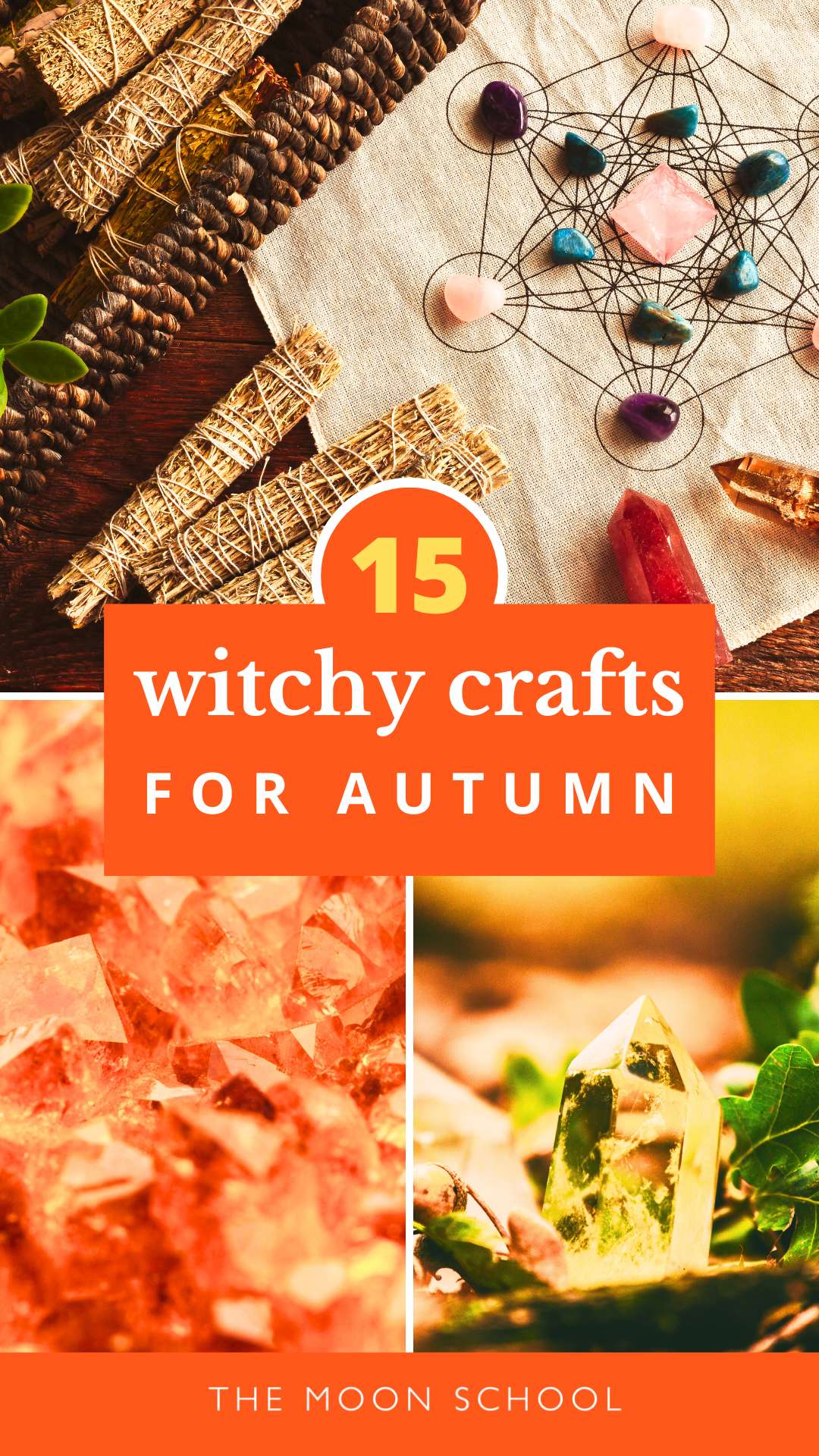 DIY Crystal grid collage for autumn
