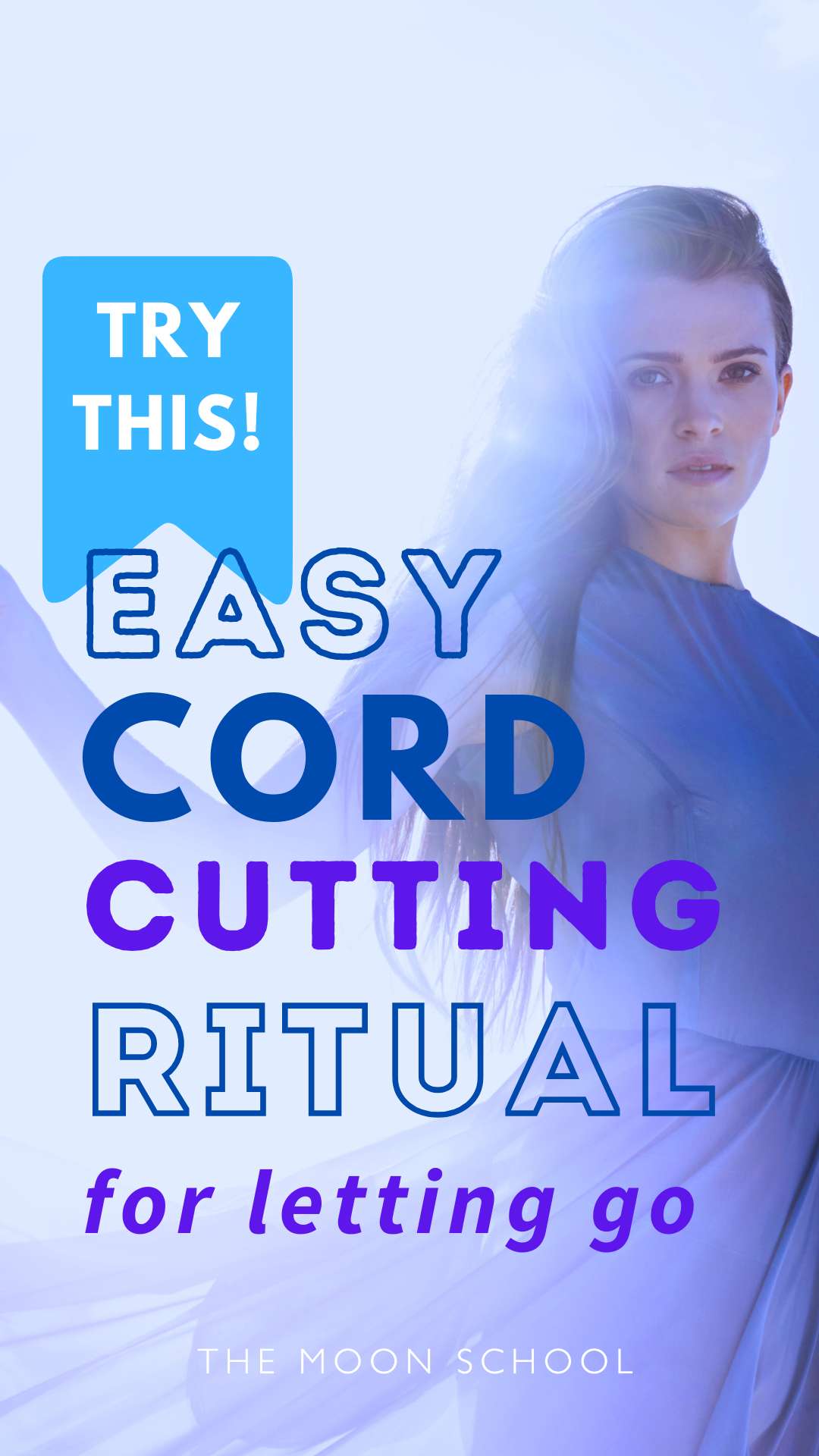 spiritual woman cord cutting doing meditation to let go of negative energy