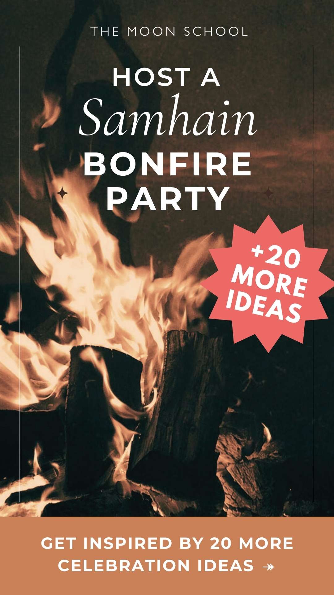 Witchy woman dancing by a samhain bonfire plus 20 other seasonal pagan celebration ideas