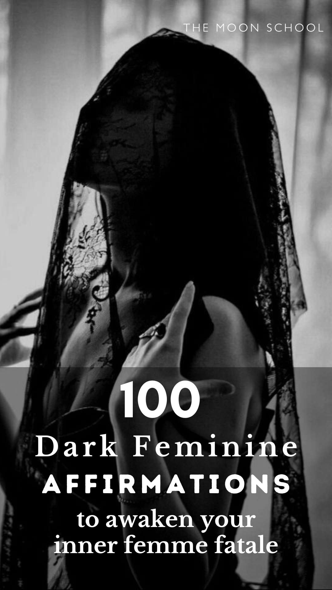 Siren woman with a black veil embodying her femme fatale energy