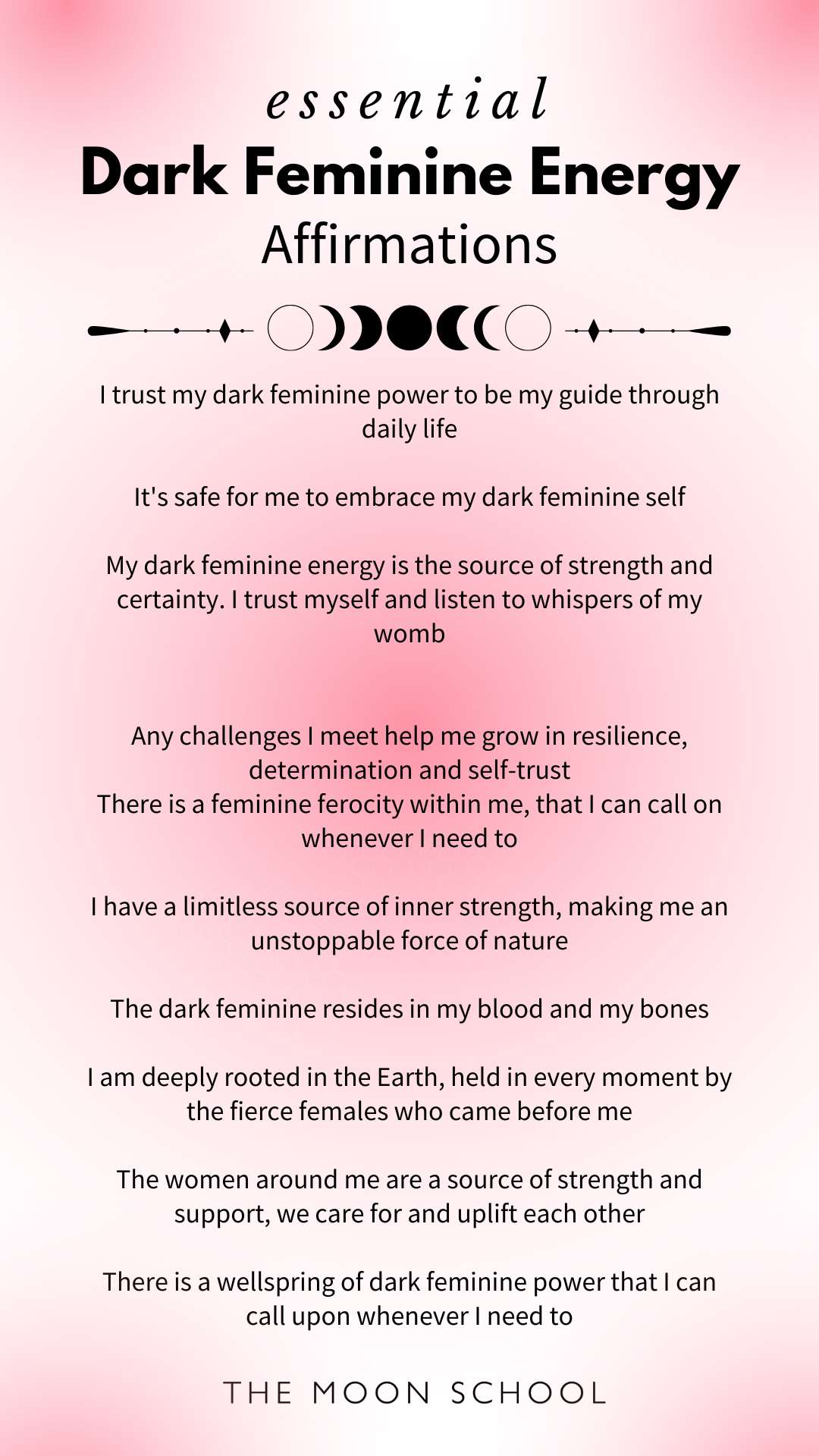 List of 10 dark feminine affirmations power positivity motivation successful woman energy