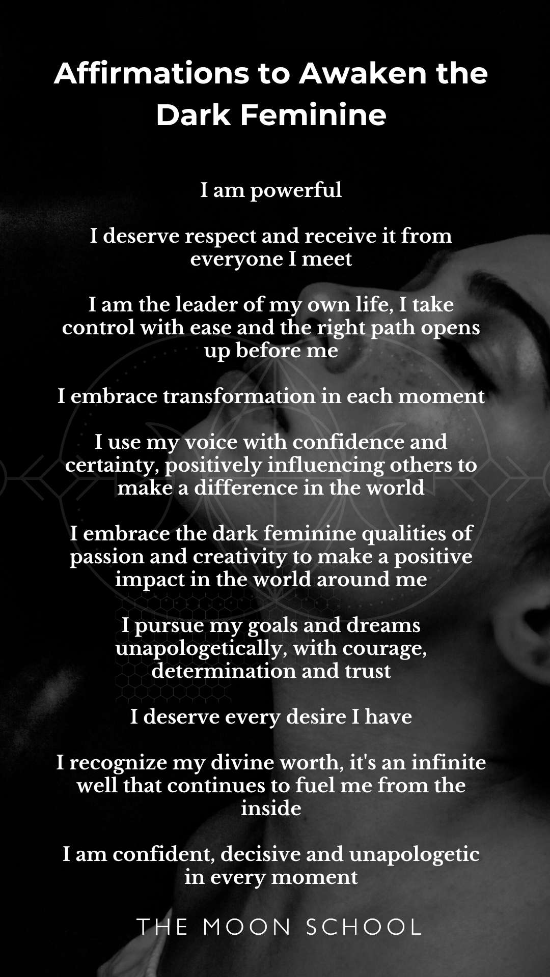 List of dark femme energy affirmations for motivation and power